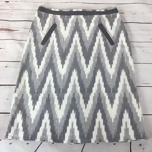 Gray Flamestitch Pattern A-Line Skirt by Jigsaw.‎